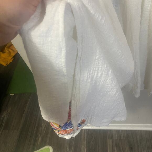 ODDY White Embroidered Floral Tassel Tie Kimono Duster Boho Short Sleeve OS - Picture 10 of 13